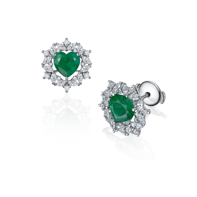 E01-SL-003-3 Серьги (585) (24 Бр Маркиз 0,920Ct 3/5А ,12 Бр Кр-57 0,190Ct 3/5А ,12 Бр Кр-57 0,048Ct 3/5А ,1 Изумруд Сердце (11.) ШК: 2000000004242